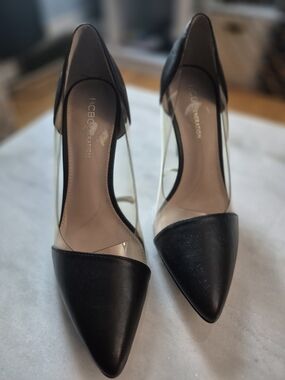 BCBGeneration Black Pointed Toe Pumps with Clear Panels